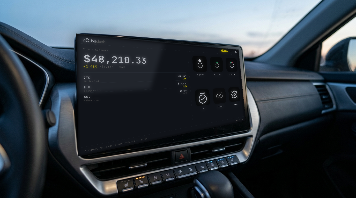 KŌINIdash running on a car's center display