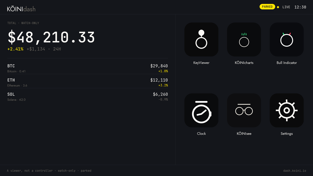 The KŌINIdash read-only dashboard